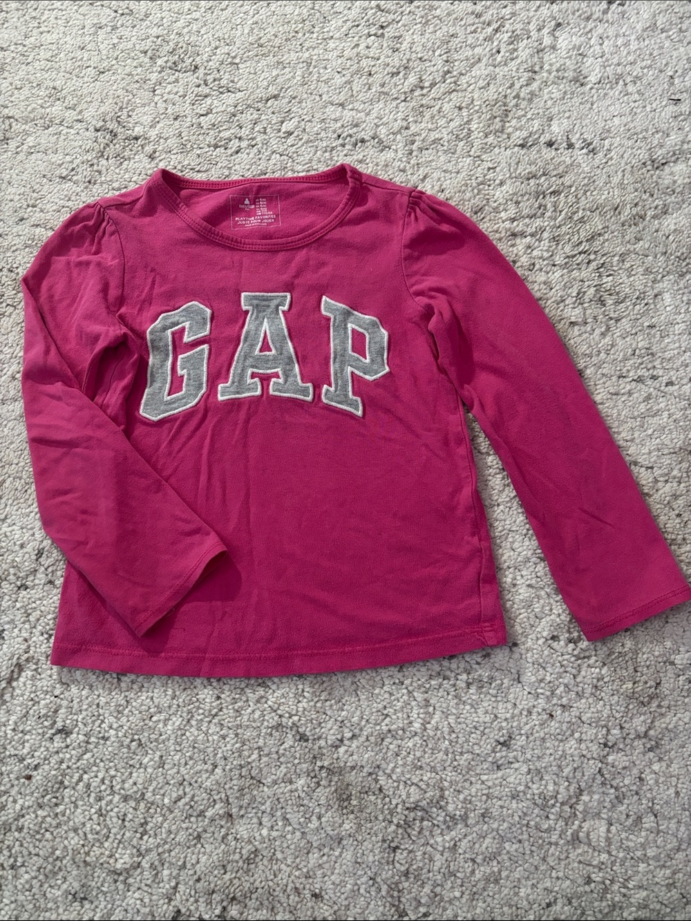 GAP Bright Pink Long-Sleeve Logo Tee Girls Size 4Y